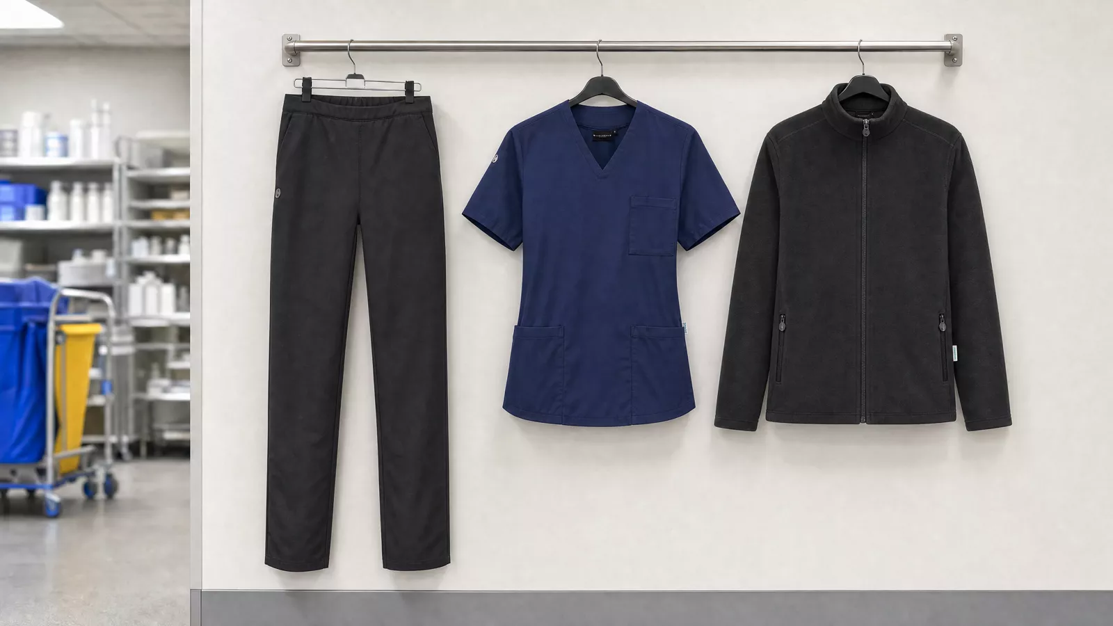 Damenausstattung: Schlupfhose Essential, Damen-Schlupfkasack Essential, Damen Workwear Fleecejacke Warm-Up.