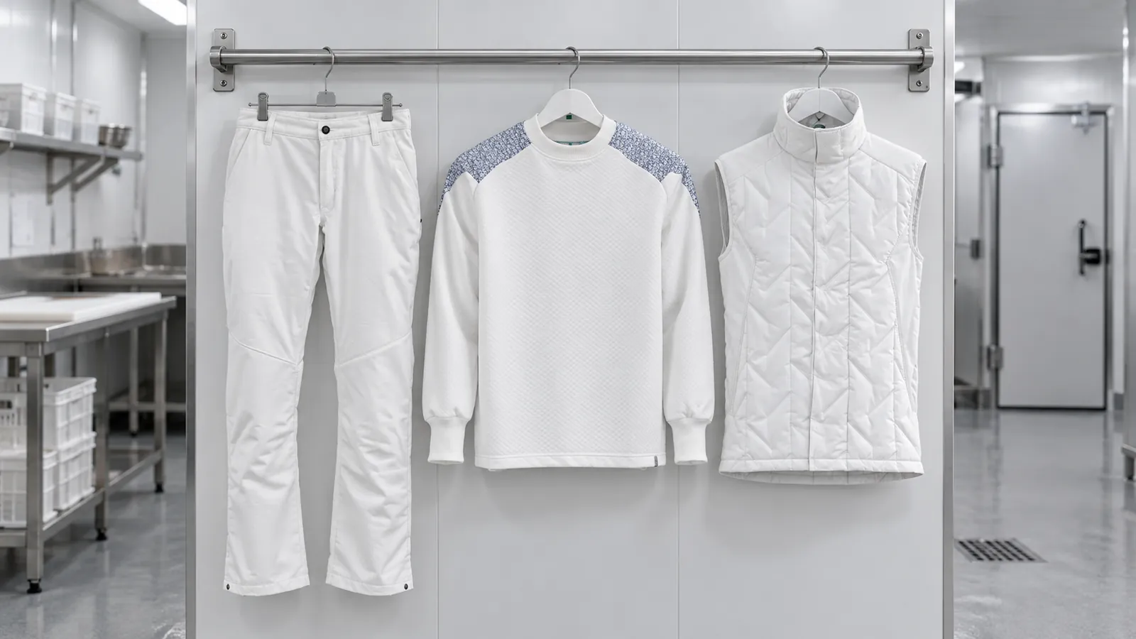 Herrenausstattung: Hose Food & Care, Sweatshirt Food & Care, Thermoweste Food & Care.