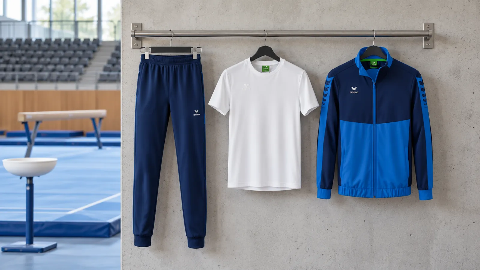 Herrenausstattung: CHANGE by erima Präsentationshose, Teamsport T-Shirt, Six Wings Präsentationsjacke.