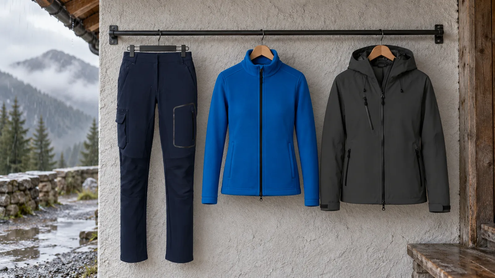 Damenausstattung: Damen Activehose, Damen Fleecejacke ECO, Damen High-Activejacke ECO.
