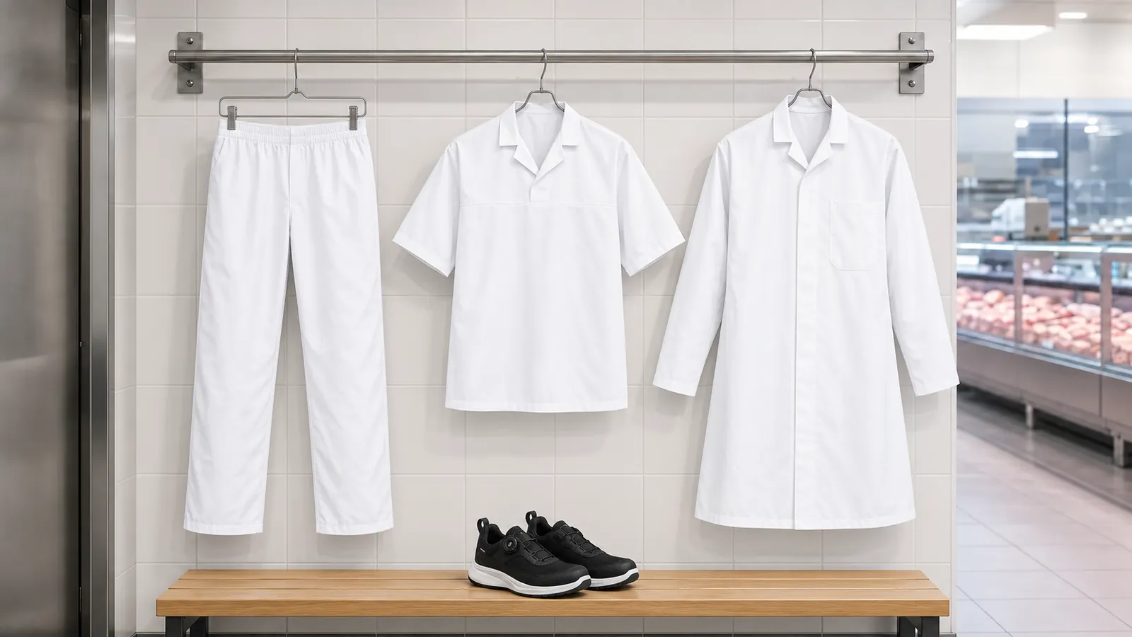 Herrenausstattung: Bäckerbundhose, Baker's Hemd ohne Tasche S/S, Herrenkittel für die Lebensmittelindustrie mit einer innenliegende Tasche, PILOT Herren Arbeitsschuh wasserdicht O6 2436.
