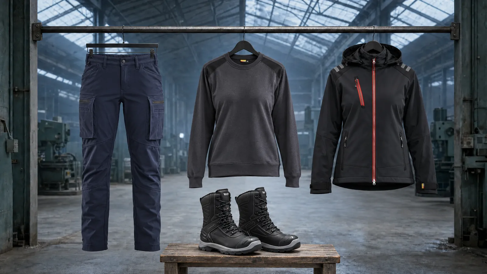 Damenausstattung: Damen Service Softshell Winterhose 7177, Damen Sweatshirt 3408, Damen Softshell Winterjacke 4751, ELITE Winterstiefel S3 Wasserdicht 2456.