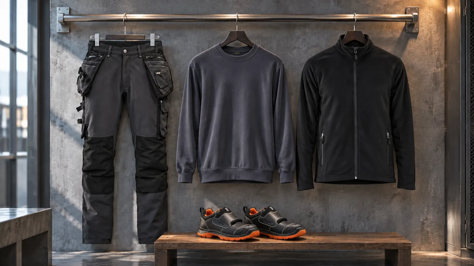 Herrenausstattung: Handwerker Arbeitshose 4-Wege-Stretch X1900 1998, Sweatshirt 3340, Microfleece Jacke 4721, ELITE Sicherheitsschuh S3L 2483.