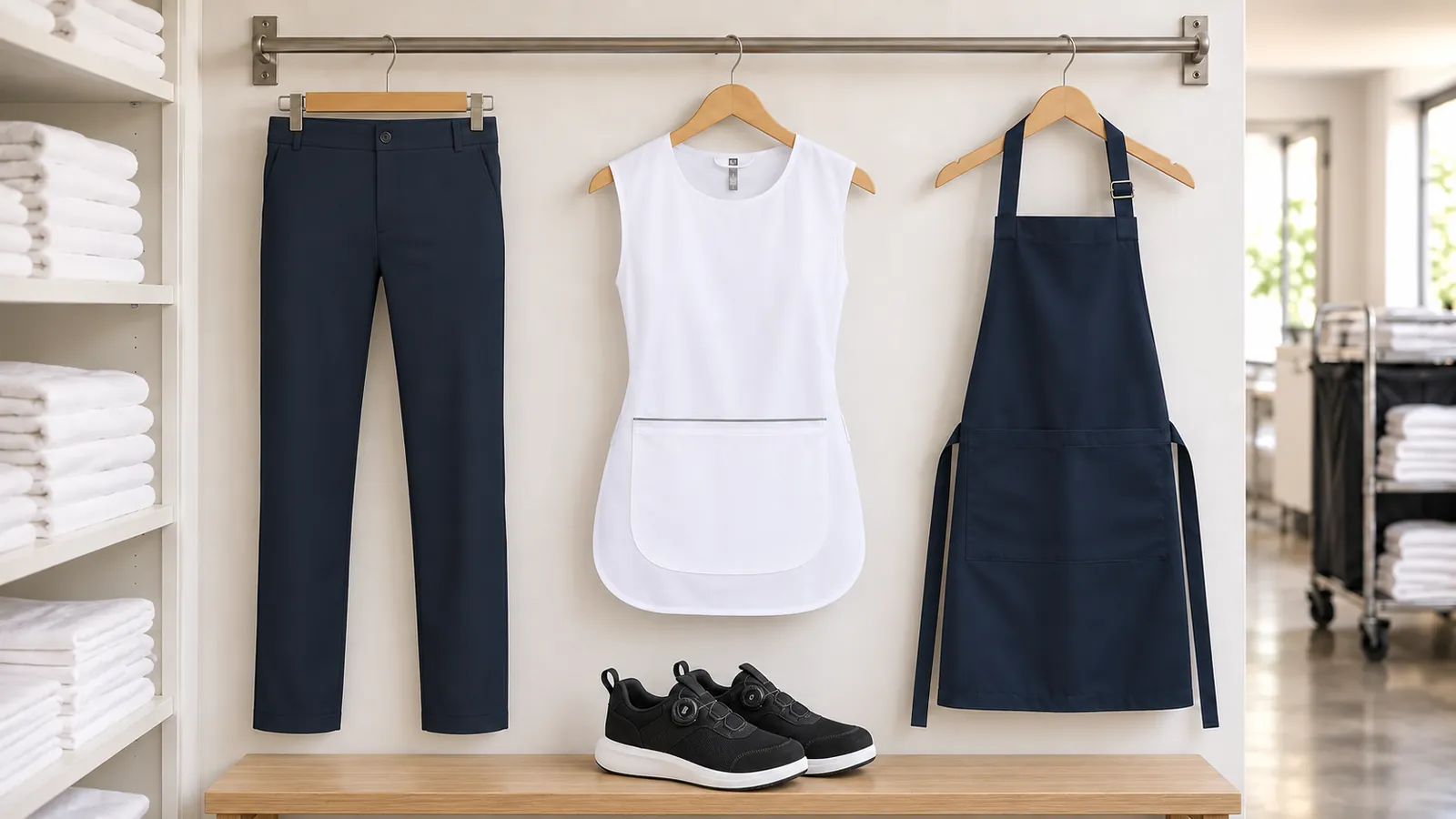 Damenausstattung: Unisex-Hose ohne Taschen, Damen-Tunika, Maison, BREEZE Damen Arbeitsschuh O1 2283.