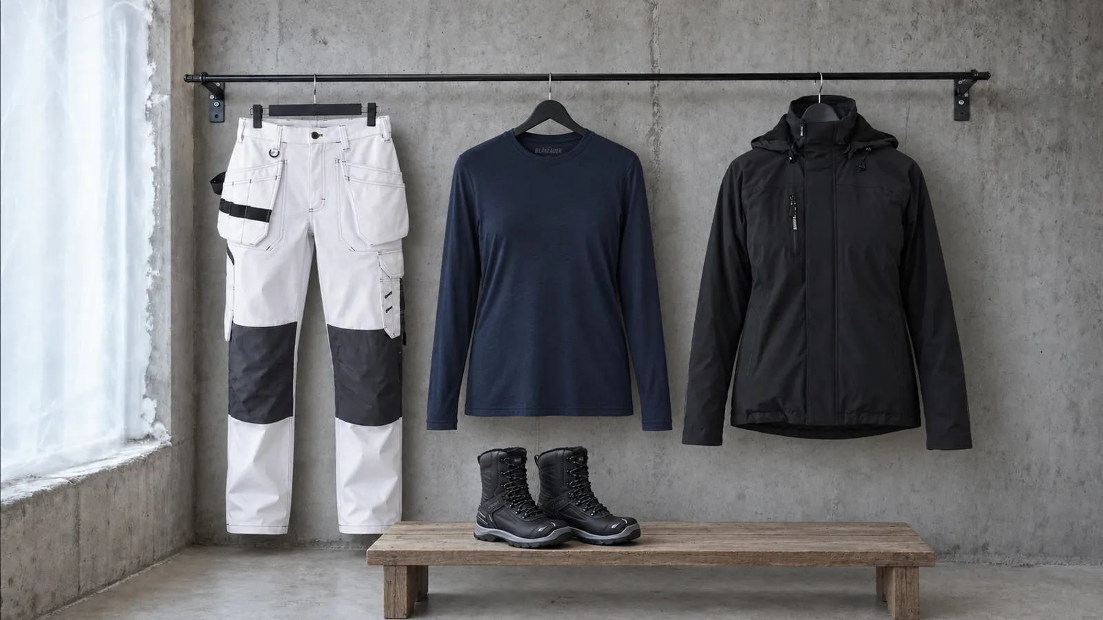 Damenausstattung: Damen Maler Arbeitshose 7131, Damen Merino Langarmshirt 3539, Damen Winterjacke Stretch 4408, ELITE Winterstiefel S3 Wasserdicht 2456.