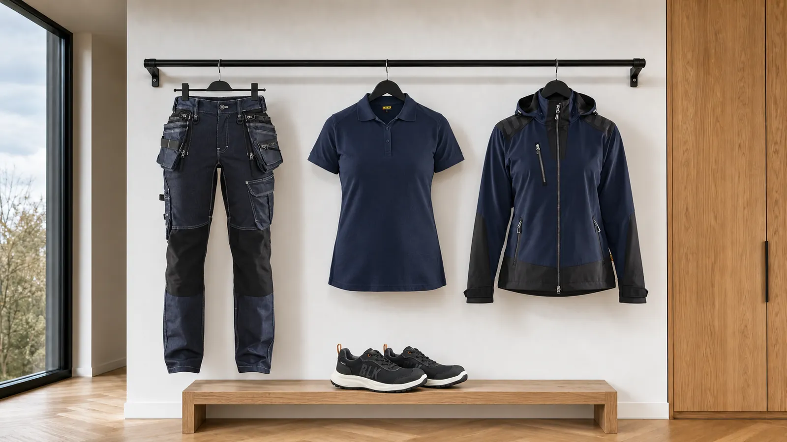 Damenausstattung: Damen Handwerker Arbeitshose Stretch X1900 7990, Damen Poloshirt 3390, Damen Softshell Jacke 4719, MOVER Sicherheitsschuh S1PL 2302.