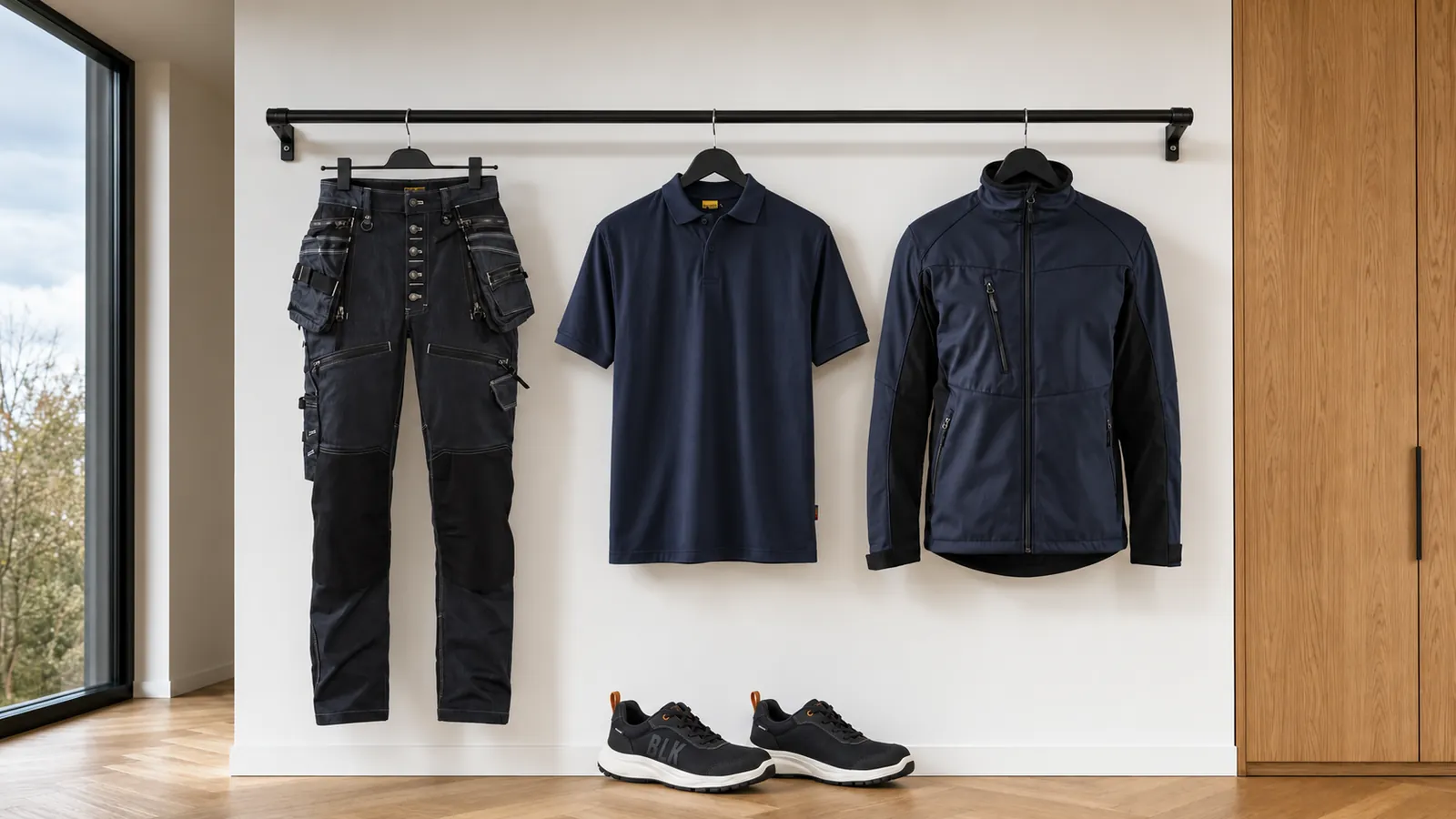 Herrenausstattung: Handwerker Arbeitshose Stretch X1900 1999, Poloshirt 3435, Softshell Jacke 4950, MOVER Sicherheitsschuh S1PL 2302.