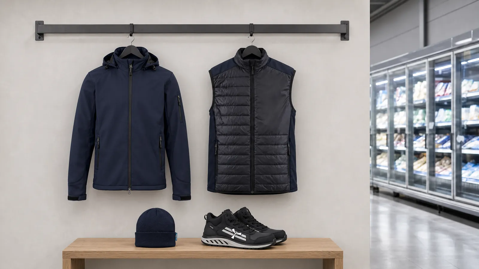 Herrenausstattung: Softshelljacke, Weste warm gefüttert 3863, Isolierende Strickmütze, X-Moon Mid.