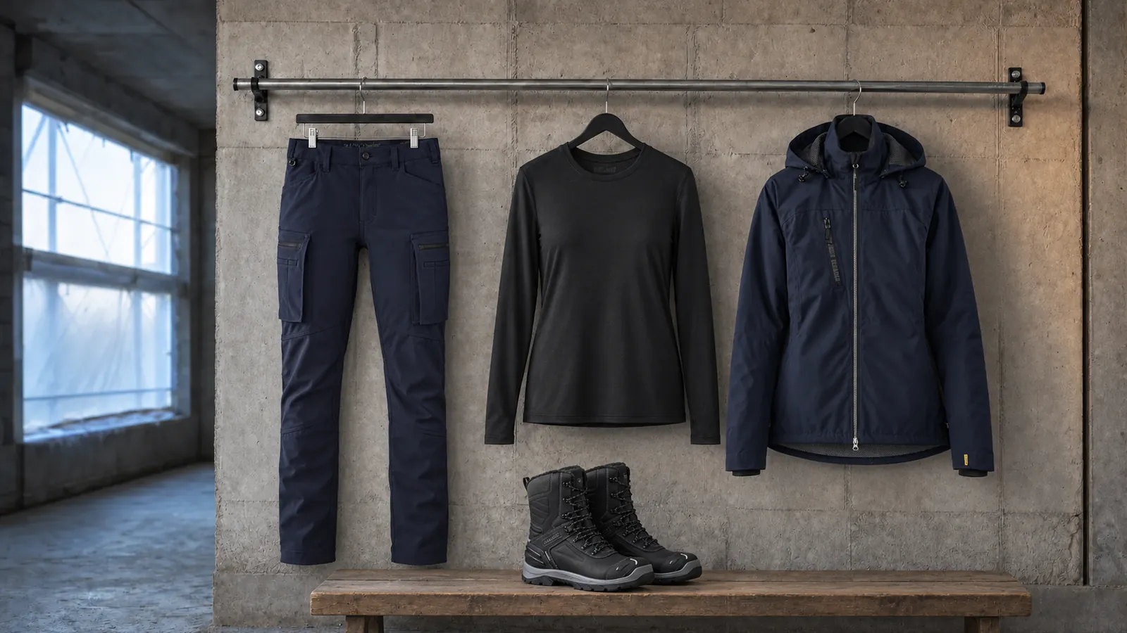 Damenausstattung: Damen Service Softshell Winterhose 7177, Damen Merino Langarmshirt 3539, Damen Winterjacke 4972, ELITE Winterstiefel S3 Wasserdicht 2456.